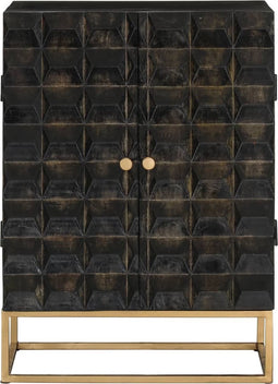 vidaXL - Dressoir - 55x34x75 - cm - massief - mangohout - en - ijzer - zwart