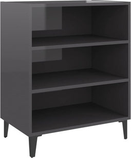 vidaXL - Dressoir - 57x35x70 - cm - spaanplaat - hoogglans - grijs