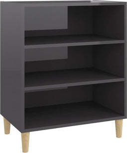 vidaXL - Dressoir - 57x35x70 - cm - spaanplaat - hoogglans - grijs