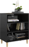 vidaXL - Dressoir - 57x35x70 - cm - spaanplaat - hoogglans - zwart