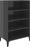 vidaXL - Dressoir - 57x35x90 - cm - bewerkt - hout - hoogglans - grijs