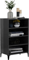 vidaXL - Dressoir - 57x35x90 - cm - bewerkt - hout - hoogglans - grijs