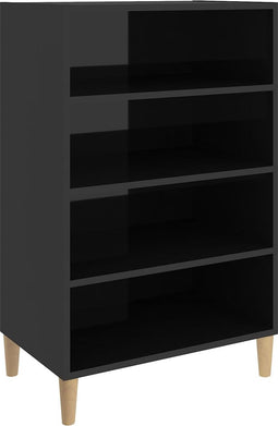 vidaXL - Dressoir - 57x35x90 - cm - bewerkt - hout - hoogglans - zwart
