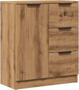 vidaXL - Dressoir - 60x30x70 - cm - bewerkt - hout - artisan - eikenkleurig