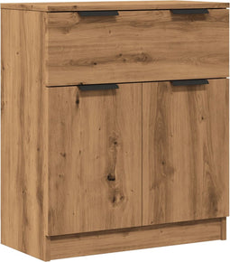 vidaXL - Dressoir - 60x30x70 - cm - bewerkt - hout - artisan - eikenkleurig