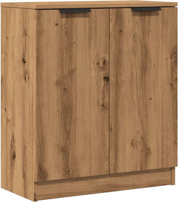vidaXL - Dressoir - 60x30x70 - cm - bewerkt - hout - artisanaal - eikenkleurig