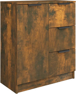 vidaXL - Dressoir - 60x30x70 - cm - bewerkt - hout - gerookt - eikenkleurig