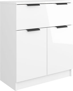 vidaXL - Dressoir - 60x30x70 - cm - bewerkt - hout - hoogglans - wit