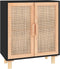 vidaXL - Dressoir - 60x30x70 - cm - massief - grenen - hout - en - rattan - zwart