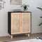 vidaXL - Dressoir - 60x30x70 - cm - massief - grenen - hout - en - rattan - zwart