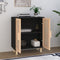 vidaXL - Dressoir - 60x30x70 - cm - massief - grenen - hout - en - rattan - zwart