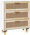vidaXL - Dressoir - 60x30x70 - cm - massief - grenenhout - en - rattan - wit