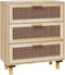 vidaXL - Dressoir - 60x30x70 - cm - massief - grenenhout - en - rattan - bruin