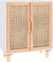 vidaXL - Dressoir - 60x30x70 - cm - massief - grenenhout - en - rattan - wit