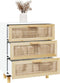 vidaXL - Dressoir - 60x30x70 - cm - massief - grenenhout - en - rattan - wit