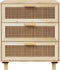 vidaXL - Dressoir - 60x30x70 - cm - massief - grenenhout - en - rattan - bruin