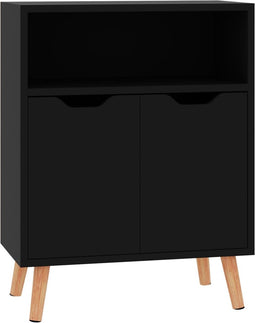 vidaXL - Dressoir - 60x30x72 - cm - bewerkt - hout - hoogglans - zwart