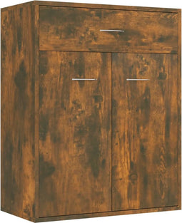 vidaXL - Dressoir - 60x30x75 - cm - bewerkt - hout - gerookt - eikenkleurig