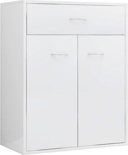 vidaXL - Dressoir - 60x30x75 - cm - bewerkt - hout - hoogglans - wit