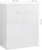 vidaXL - Dressoir - 60x30x75 - cm - bewerkt - hout - hoogglans - wit