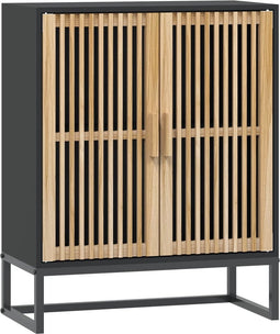 vidaXL - Dressoir - 60x30x75 - cm - bewerkt - hout - zwart