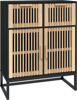 vidaXL - Dressoir - 60x30x75 - cm - bewerkt - hout - zwart
