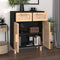 vidaXL - Dressoir - 60x30x75 - cm - massief - grenen - hout - en - rattan - zwart