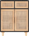 vidaXL - Dressoir - 60x30x75 - cm - massief - grenen - hout - en - rattan - zwart