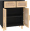 vidaXL - Dressoir - 60x30x75 - cm - massief - grenen - hout - en - rattan - zwart