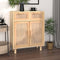 vidaXL - Dressoir - 60x30x75 - cm - massief - grenenhout - en - rattan - bruin