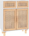 vidaXL - Dressoir - 60x30x75 - cm - massief - grenenhout - en - rattan - wit