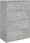 vidaXL - Dressoir - 60x31x84 - cm - bewerkt - hout - betongrijs