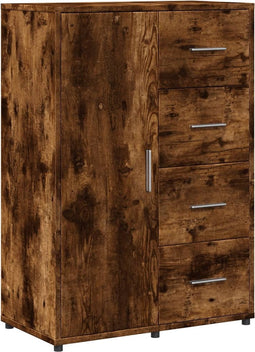 vidaXL - Dressoir - 60x31x84 - cm - bewerkt - hout - gerookt - eikenkleurig