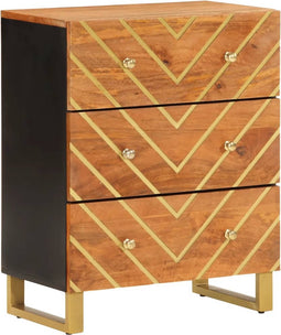 vidaXL - Dressoir - 60x33,5x75 - cm - massief - mangohout - bruin - en - zwart