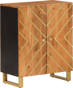 vidaXL - Dressoir - 60x33,5x75 - cm - massief - mangohout - bruin - en - zwart