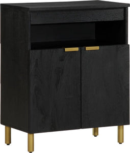 vidaXL - Dressoir - 60x33x75 - cm - bewerkt - hout - zwart