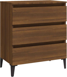 vidaXL - Dressoir - 60x35x69 - cm - bewerkt - hout - bruin - eikenkleur