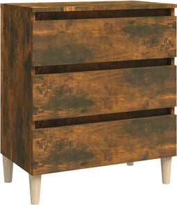 vidaXL - Dressoir - 60x35x69 - cm - bewerkt - hout - gerookt - eikenkleurig