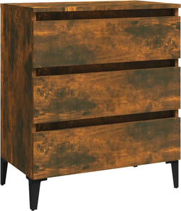 vidaXL - Dressoir - 60x35x69 - cm - bewerkt - hout - gerookt - eikenkleurig