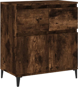 vidaXL - Dressoir - 60x35x70 - cm - bewerkt - hout - gerookt - eikenkleurig