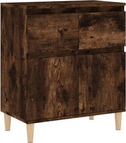 vidaXL - Dressoir - 60x35x70 - cm - bewerkt - hout - gerookt - eikenkleurig