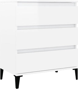 vidaXL - Dressoir - 60x35x70 - cm - bewerkt - hout - hoogglans - wit