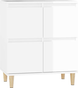 vidaXL - Dressoir - 60x35x70 - cm - bewerkt - hout - hoogglans - wit