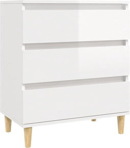 vidaXL - Dressoir - 60x35x70 - cm - bewerkt - hout - hoogglans - wit
