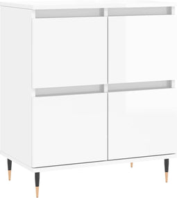 vidaXL - Dressoir - 60x35x70 - cm - bewerkt - hout - hoogglans - wit