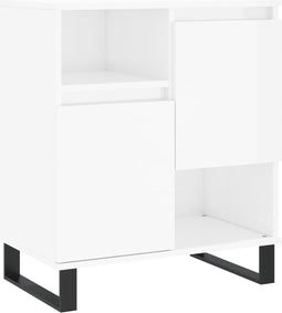 vidaXL - Dressoir - 60x35x70 - cm - bewerkt - hout - hoogglans - wit