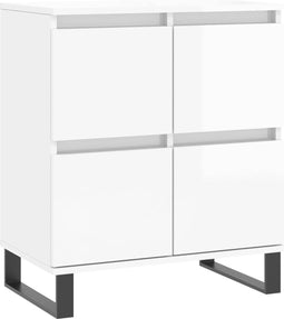 vidaXL - Dressoir - 60x35x70 - cm - bewerkt - hout - hoogglans - wit