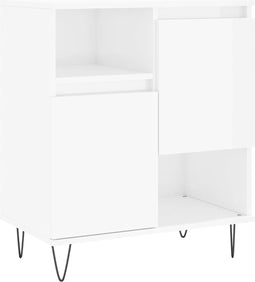 vidaXL - Dressoir - 60x35x70 - cm - bewerkt - hout - hoogglans - wit