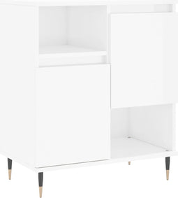 vidaXL - Dressoir - 60x35x70 - cm - bewerkt - hout - hoogglans - wit