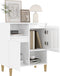 vidaXL - Dressoir - 60x35x70 - cm - bewerkt - hout - hoogglans - wit